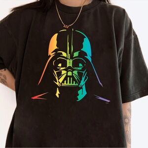 Star Wars Darth Vader's Helmet Black T-Shirt Colorful Graphic Sz.M